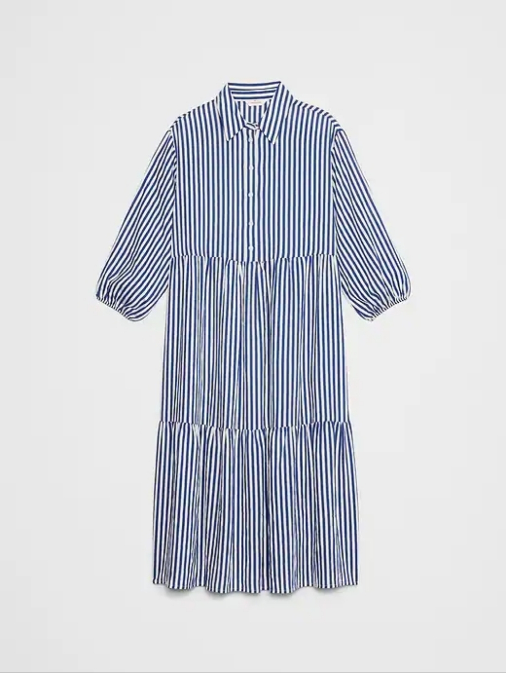 NWT Navy W/Creme Stripe Tiered Midi Shirtdress Size XXS Banana Republic Factory - Picture 4 of 5